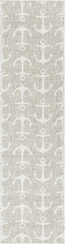 2' x 8' Millbrook · Anchor Outdoor Rug, gray and ivory