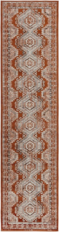 3' x 13' Harmon · Border rug, terracota red