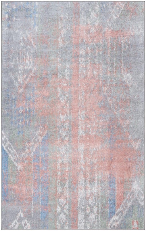 Montague · Distressed tribal Washable Rug, pink and gray