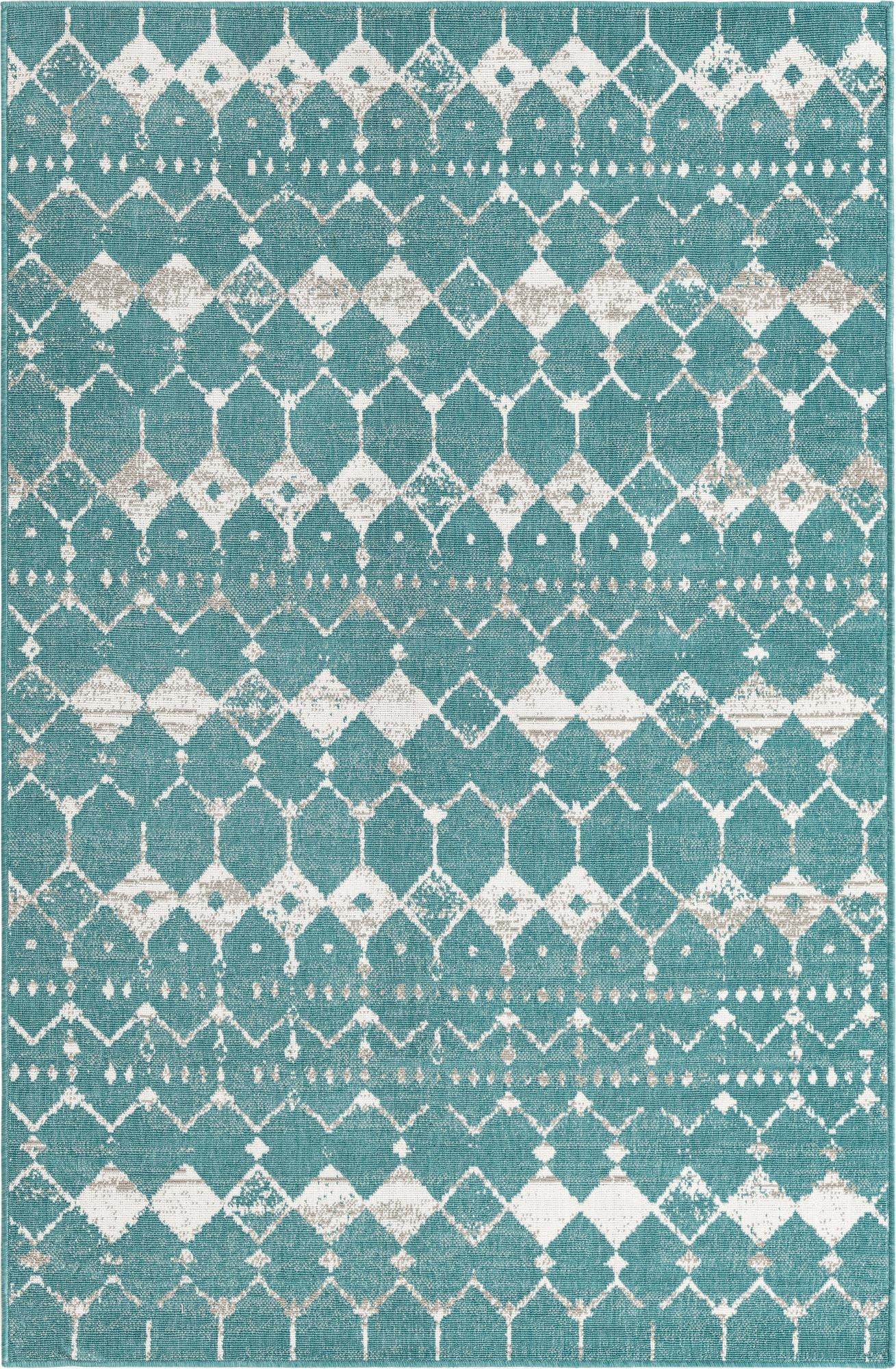 5' 3 x 8' Stowe · Diamond Outdoor Rug, teal