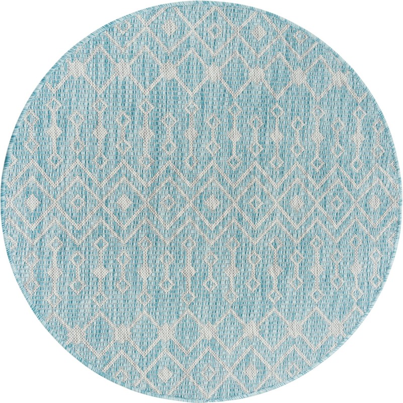 3' x 3' Kearney · Diamond Outdoor Rug, aqua