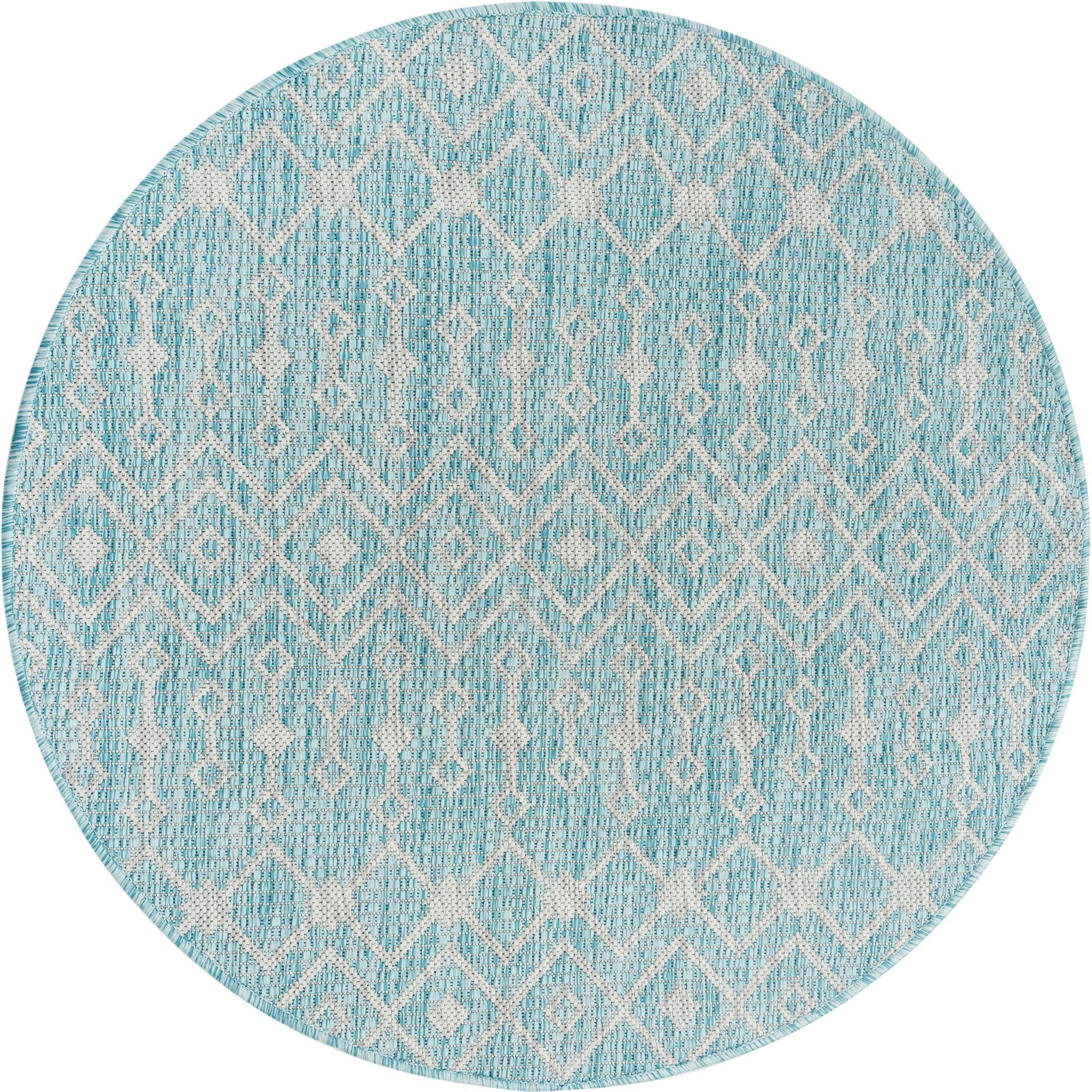 3' x 3' Kearney · Diamond Outdoor Rug, aqua