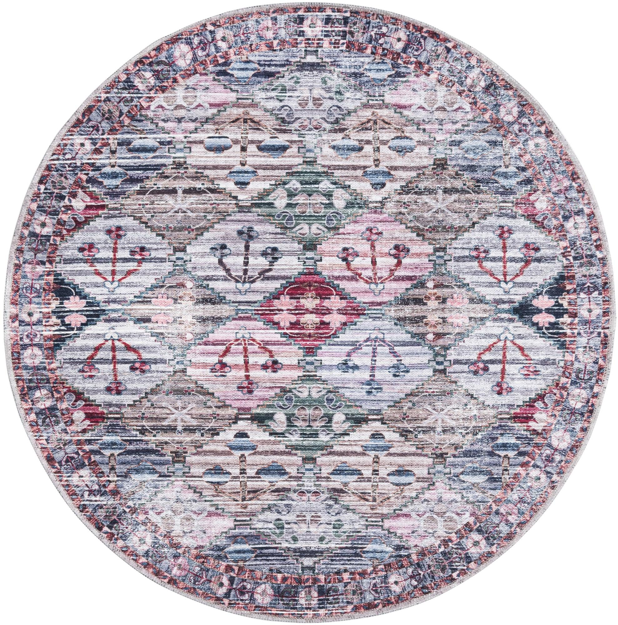 4' x 4' Radley · Geometric diamond Washable Rug, multi