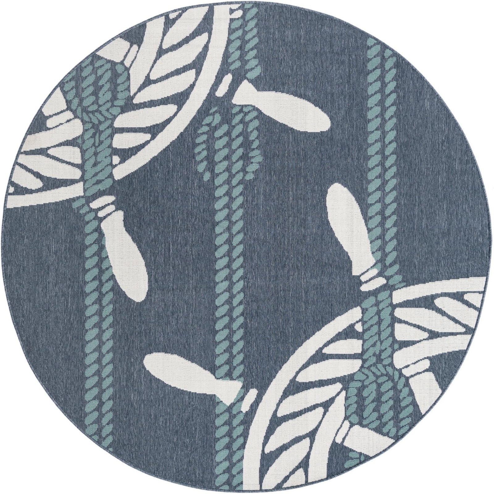 7' x 7' Sydney · Nautical Outdoor Rug, navy and ivory