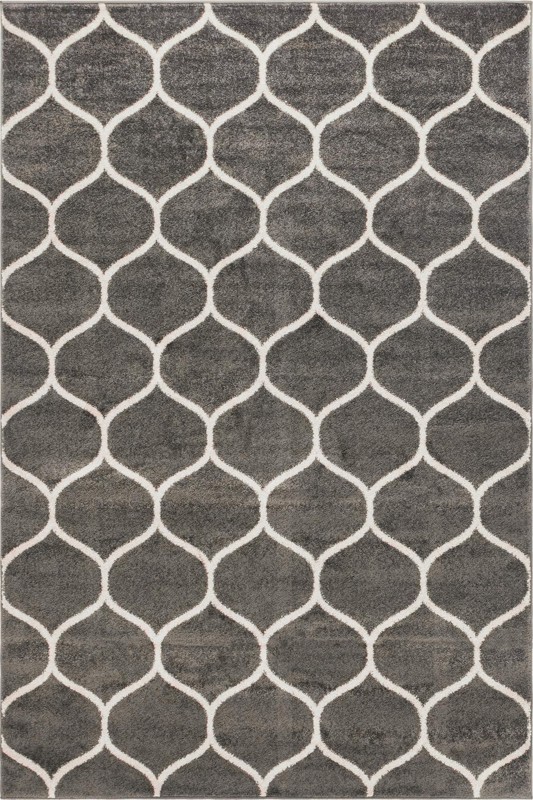 6' x 9' Ingram · Lattice rug, dark gray and ivory