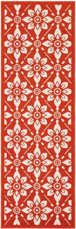 Selwyn · Floral trellis Outdoor Rug, rust and ivory