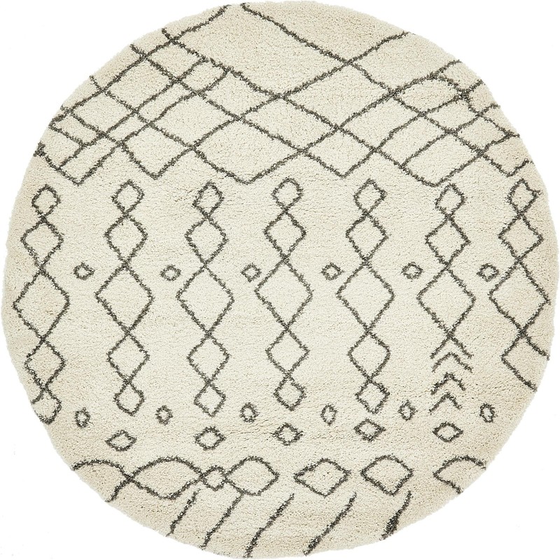 8' x 8' Jameson · Geometric shag rug, ivory and gray