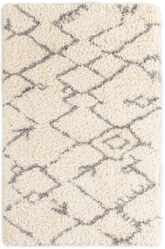 5' x 8' Bramblewood · Diamond shag rug, pearl and gray