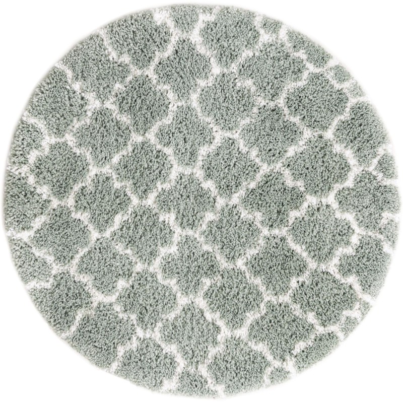 Jameson · Trellis Shag Rug, cyan and ivory