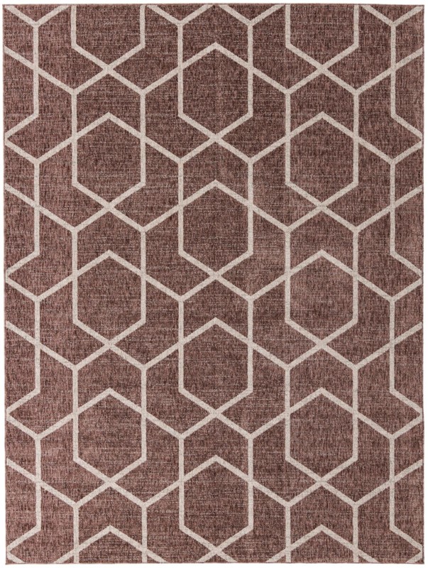 7' 10 x 10' Glenwood · Geometric trellis rug, rose and ivory