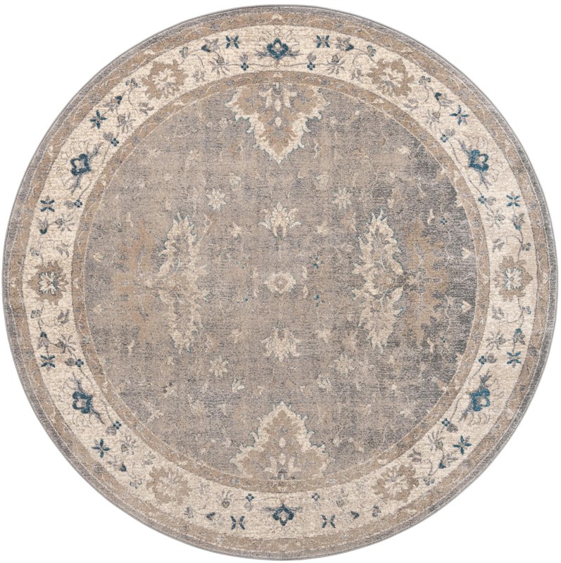 7' 3 x 7' 3 Leland · Medallion rug, gray and beige
