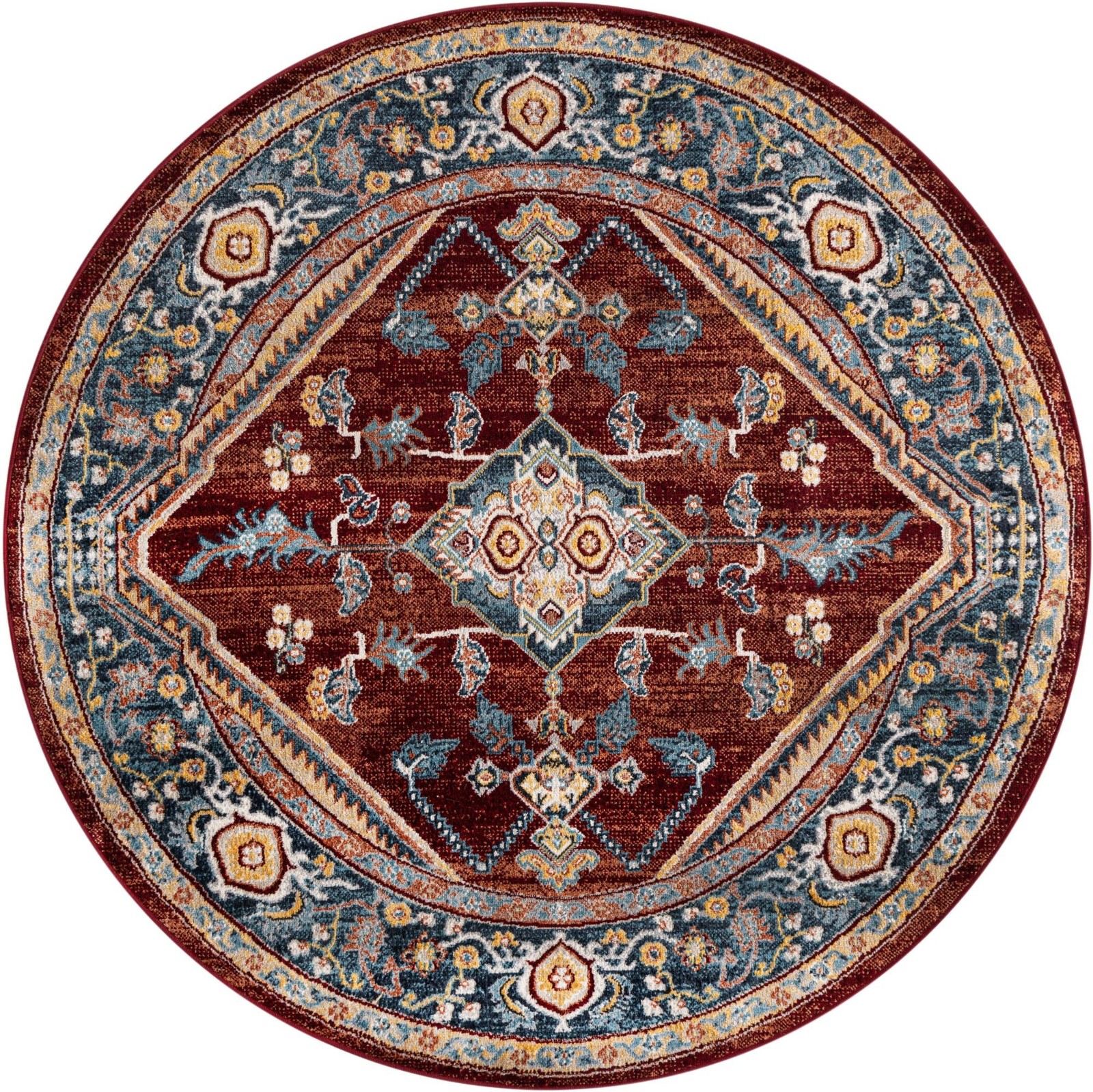 5' 3 x 5' 3 Murray · Medallion Washable Rug, burgundy and blue