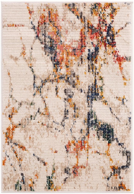 2' 2 x 3' Hume · Abstract rug, white and multicolor