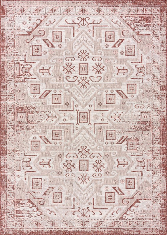 7' x 10' Estuary · Border Outdoor Rug, rust red