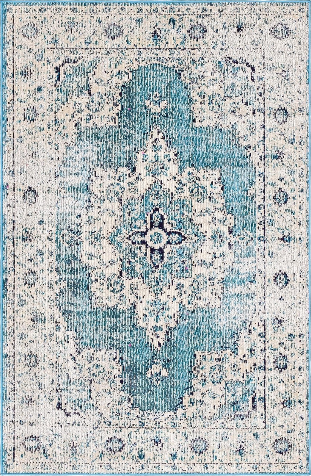 4' x 6' Marjorie · Border rug, turquoise