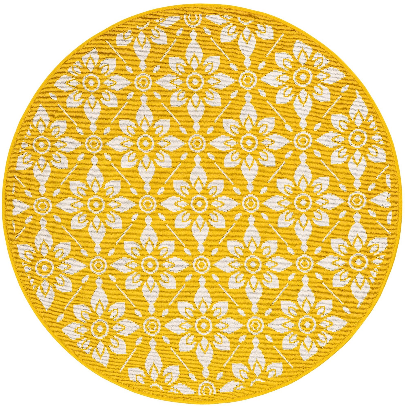 4' x 4' Selwyn · Floral / botanical Outdoor Rug, yellow