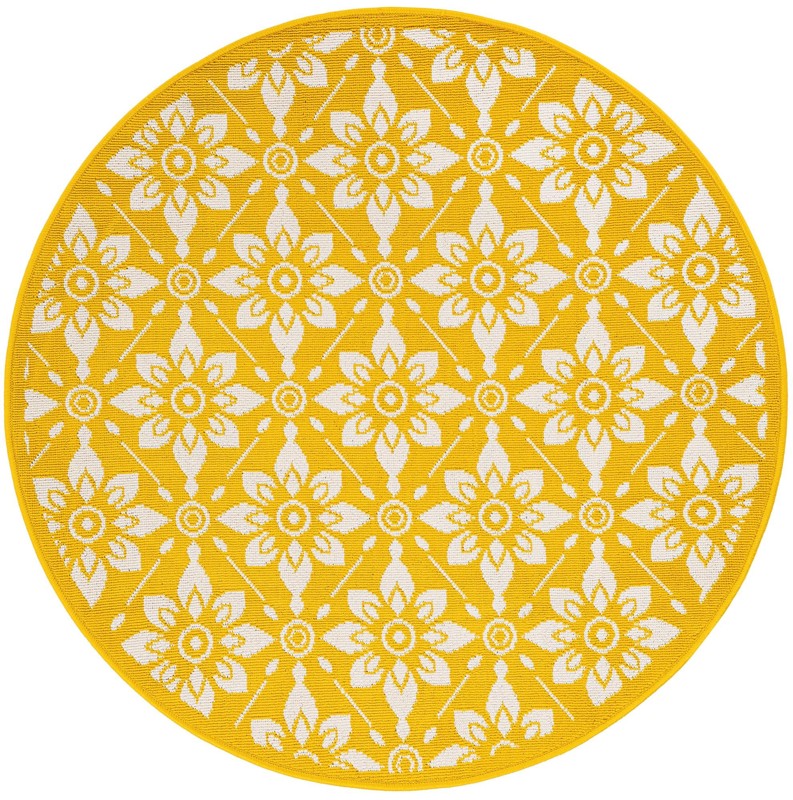 4' x 4' Selwyn · Floral / botanical Outdoor Rug, yellow