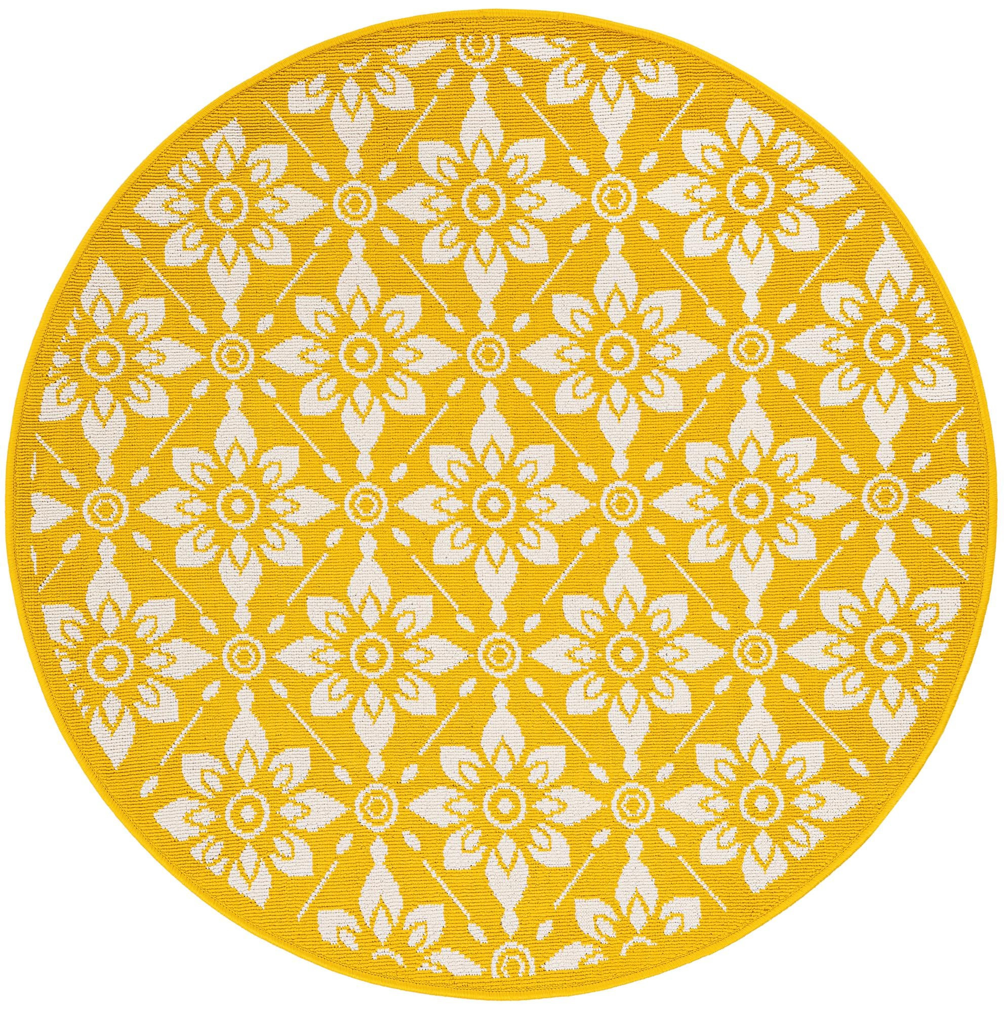 4' x 4' Selwyn · Floral / botanical Outdoor Rug, yellow