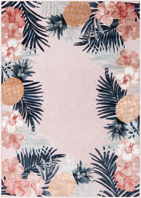 Kirwan · Tropical border Outdoor Rug, pink and multi