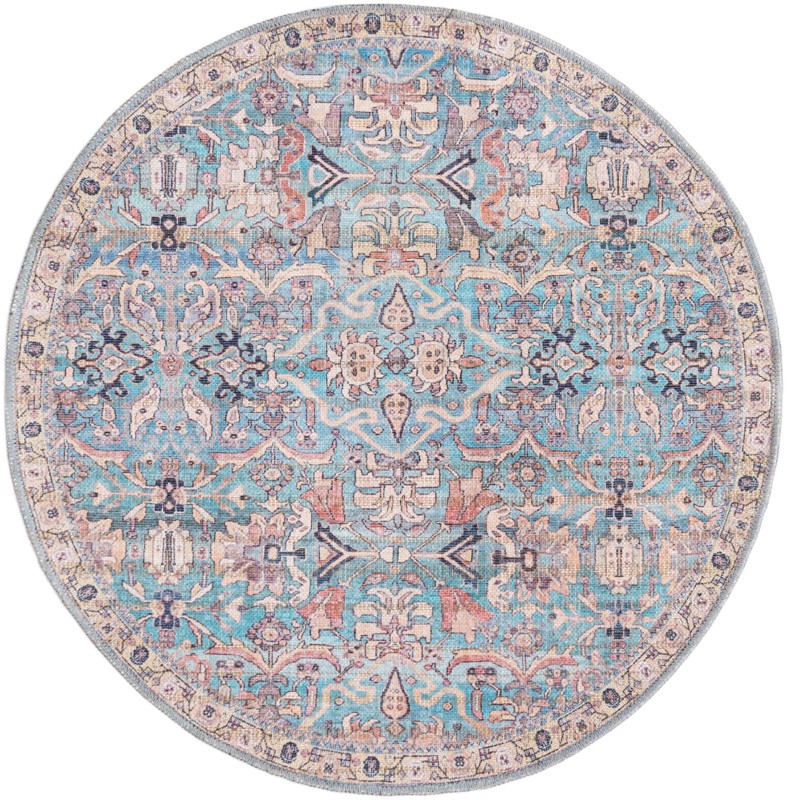 3' 3 x 3' 3 Gaskell · Border Washable Rug, blue