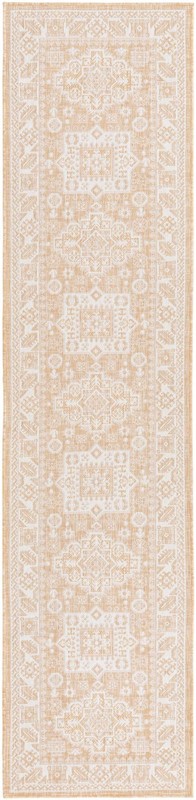 2' 7 x 12' Bellamy · Geometric medallion Outdoor Rug, natural and ivory