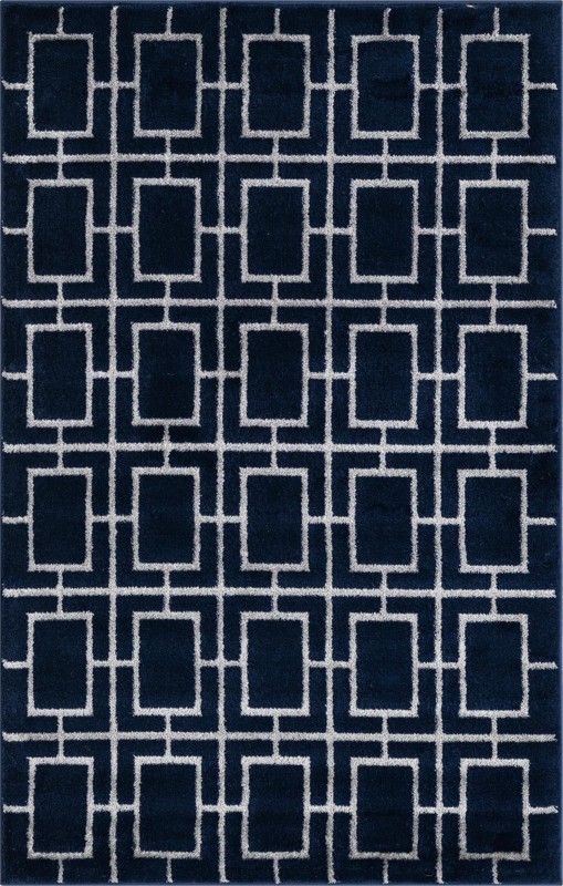3' x 5' 3 Cowley · Geometric lattice rug, navy and silver
