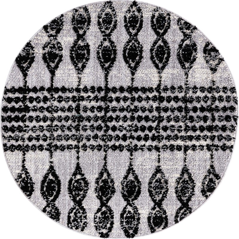 4' x 4' Ferrall · Tribal striped rug, black and ivory