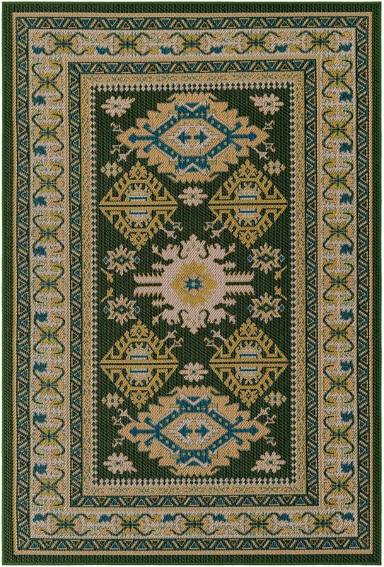 Waxwing · Border Outdoor Rug, green