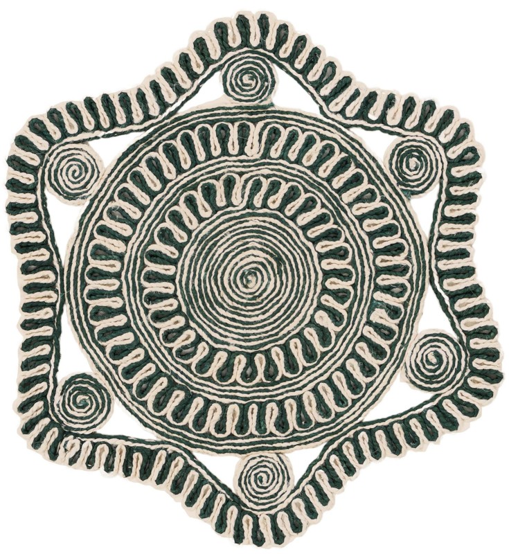 3' 1 x 3' 1 Yardley · Lines Braided Jute Rug, green and white