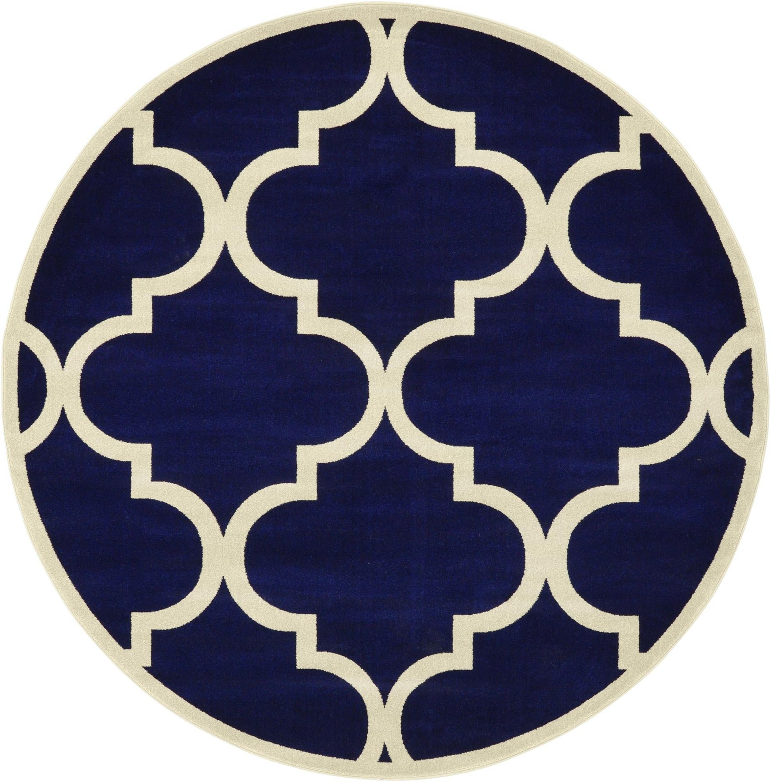 7' 10 x 7' 10 Audley · Trellis rug, navy and beige