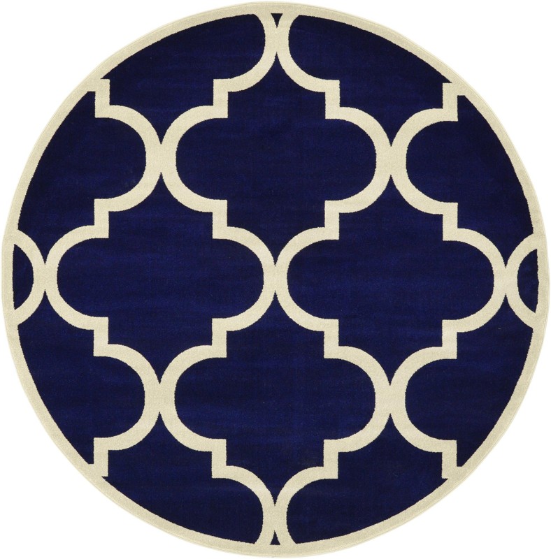 Audley · Trellis rug, navy and beige