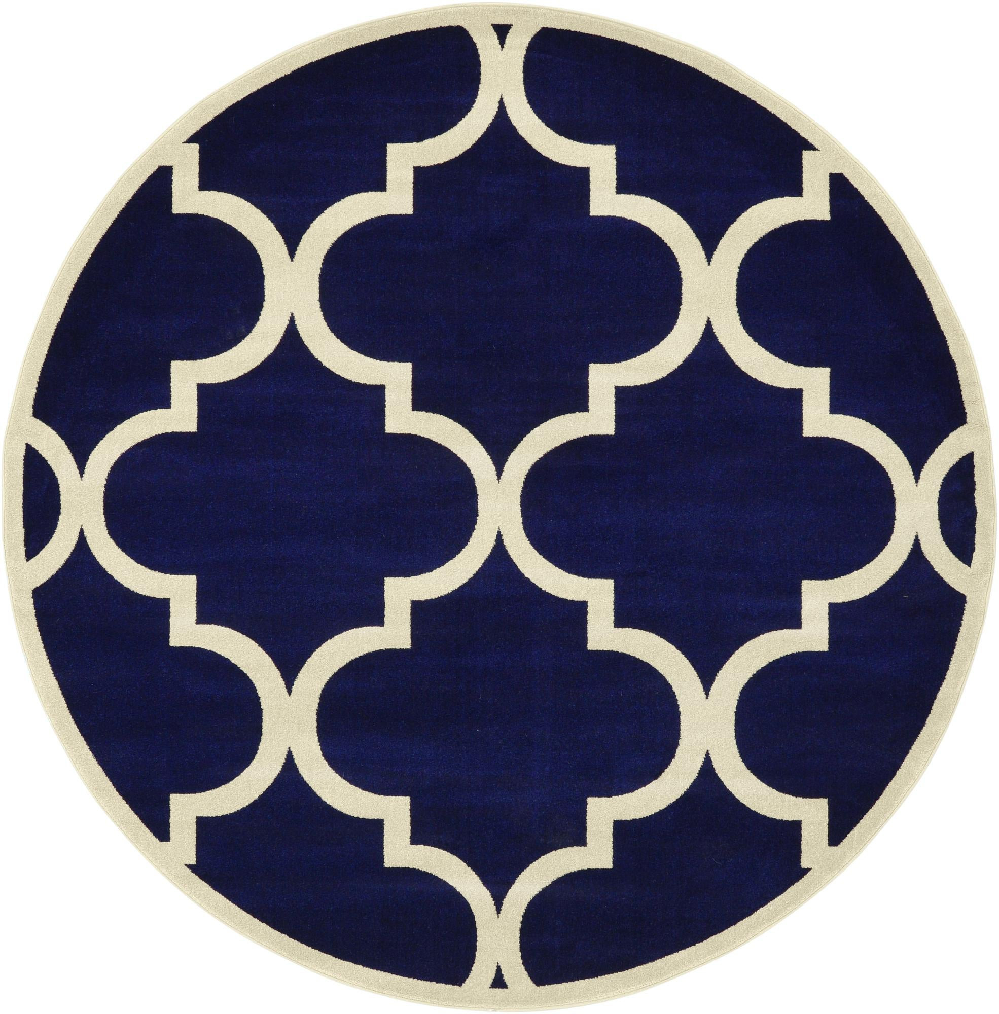 7' 10 x 7' 10 Audley · Trellis rug, navy and beige