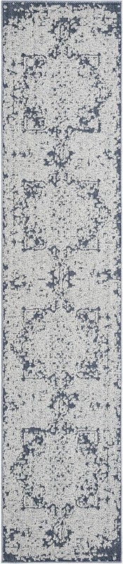 2' 7 x 12' Cotter · Border Outdoor Rug, navy blue