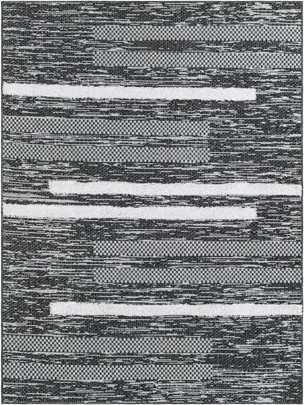 4' 5 x 6' Hornsby · Striped rug, black, gray, ivory