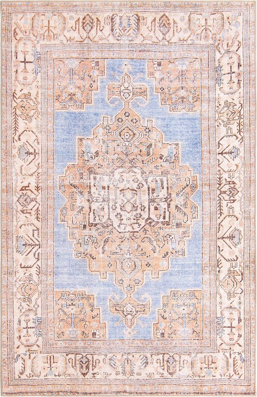5' x 8' Boone · Medallion Washable Rug, blue and beige