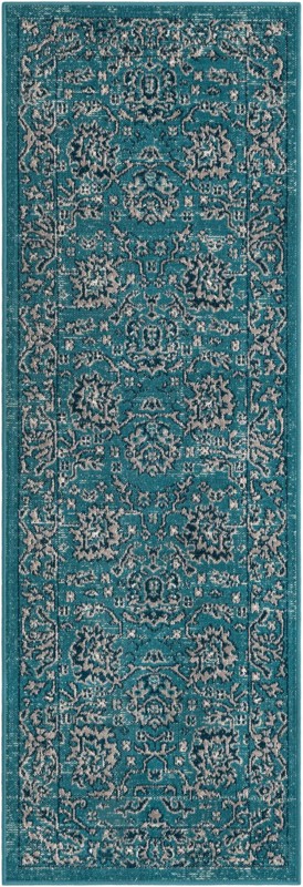 2' x 6' Channing · Border rug, blue