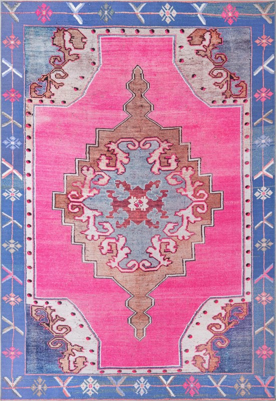 Sanderson · Border Washable Rug, fushia