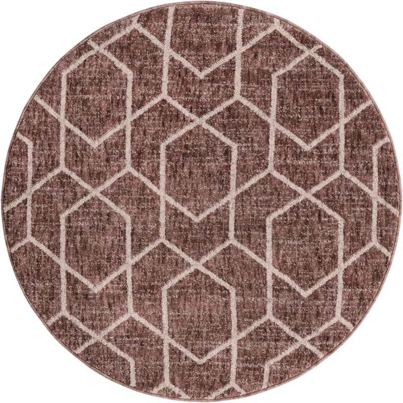 3' 3 x 3' 3 Glenwood · Geometric trellis rug, rose and ivory