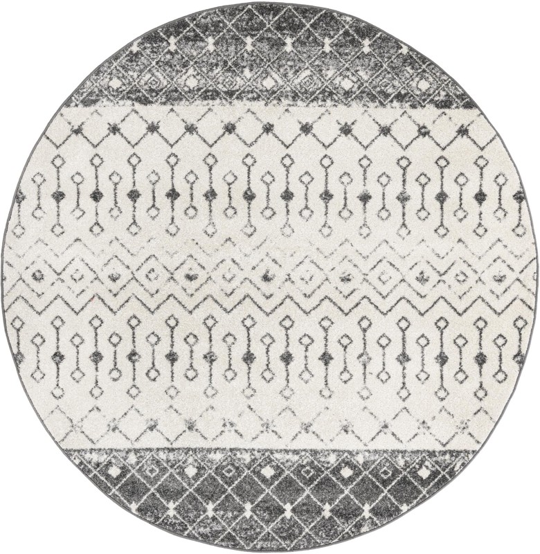 7' 10 x 7' 10 Vernon · Geometric tribal rug, gray and ivory