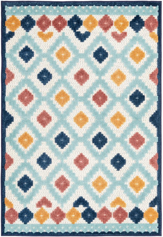 4' x 6' Beale · Border Outdoor Rug, ivory