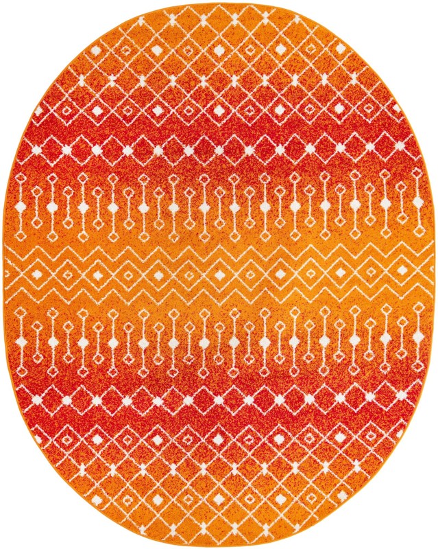Boswell · Geometric diamond rug, orange and ivory