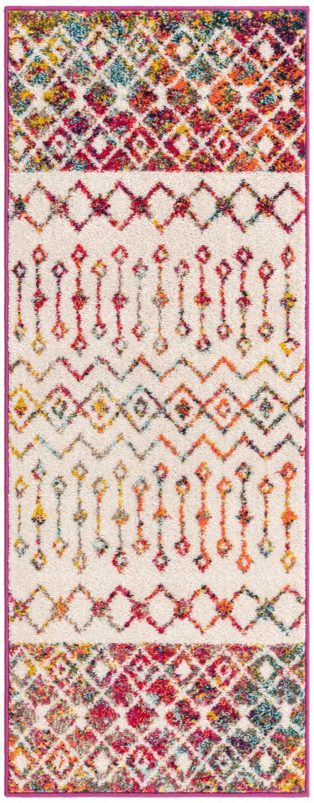 2' x 5' Vernon · Geometric tribal rug, ivory multi