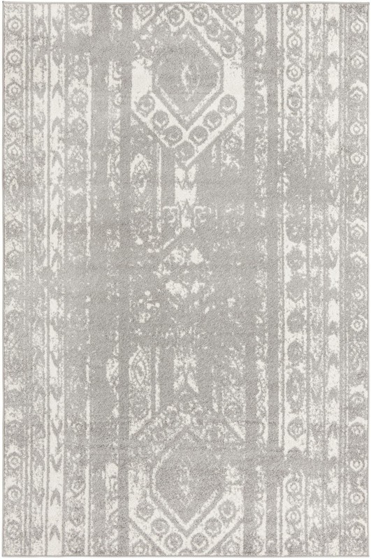 6' x 9' Underhill · Tribal stripe rug, gray and ivory