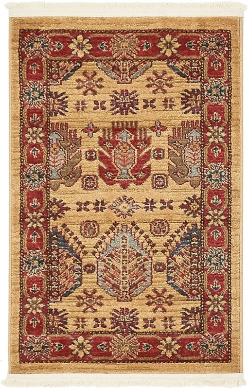 Birkett · Tribal rug, beige and red