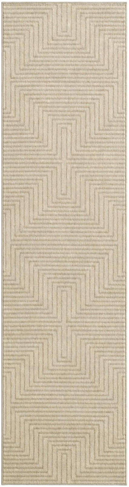 2' 7 x 10' Osprey · Geometric labyrinth rug, ivory and beige