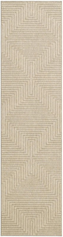 2' 7 x 10' Osprey · Geometric labyrinth rug, ivory and beige