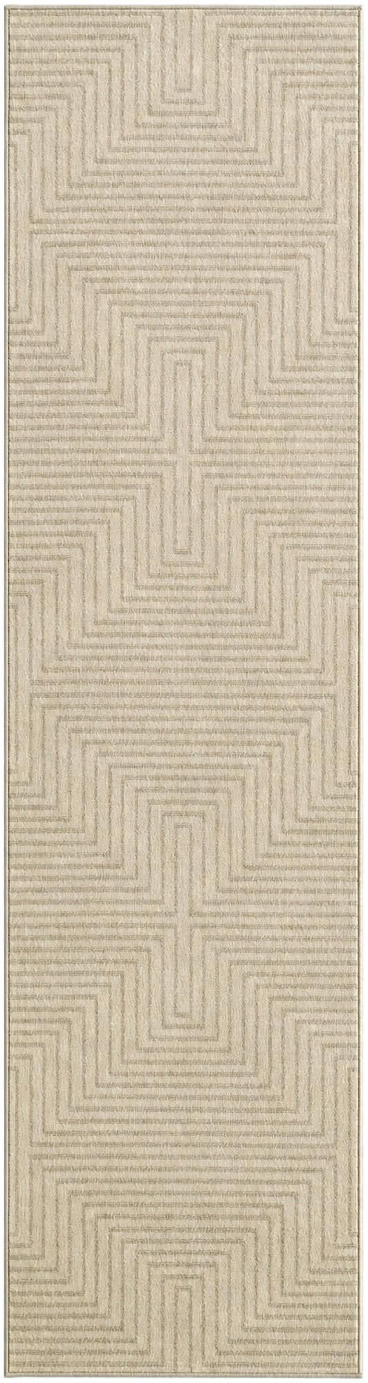 2' 7 x 10' Osprey · Geometric labyrinth rug, ivory and beige