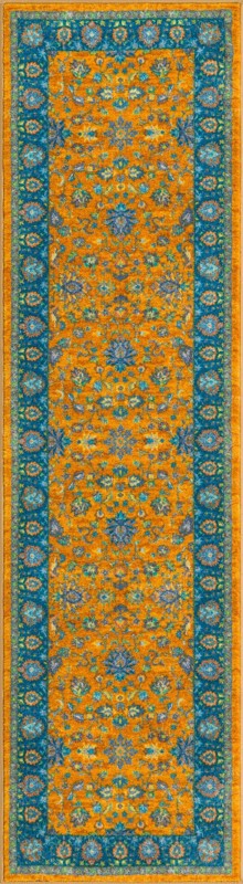 2' 2 x 7' 10 Bluebell · Floral rug, yellow and blue