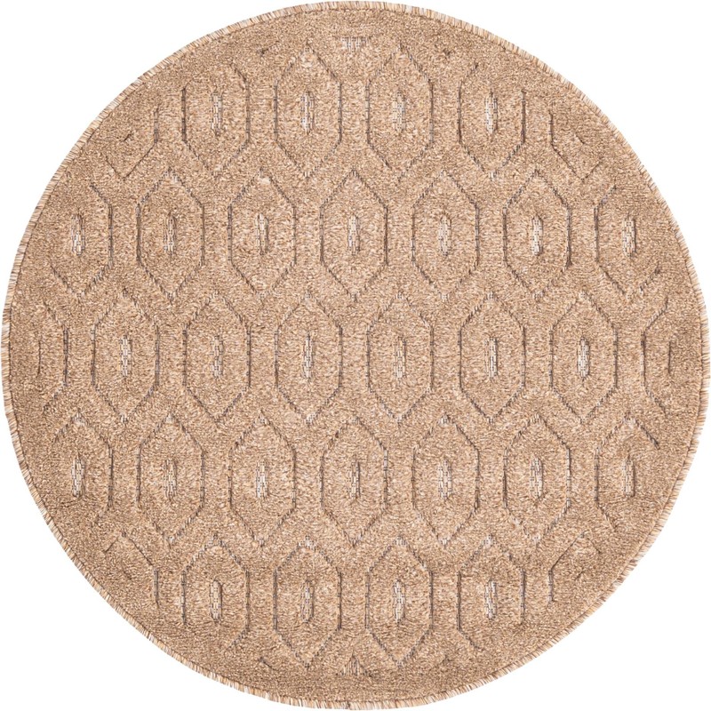 3' x 3' Roanoke · Geometric lattice Outdoor Rug, warm beige
