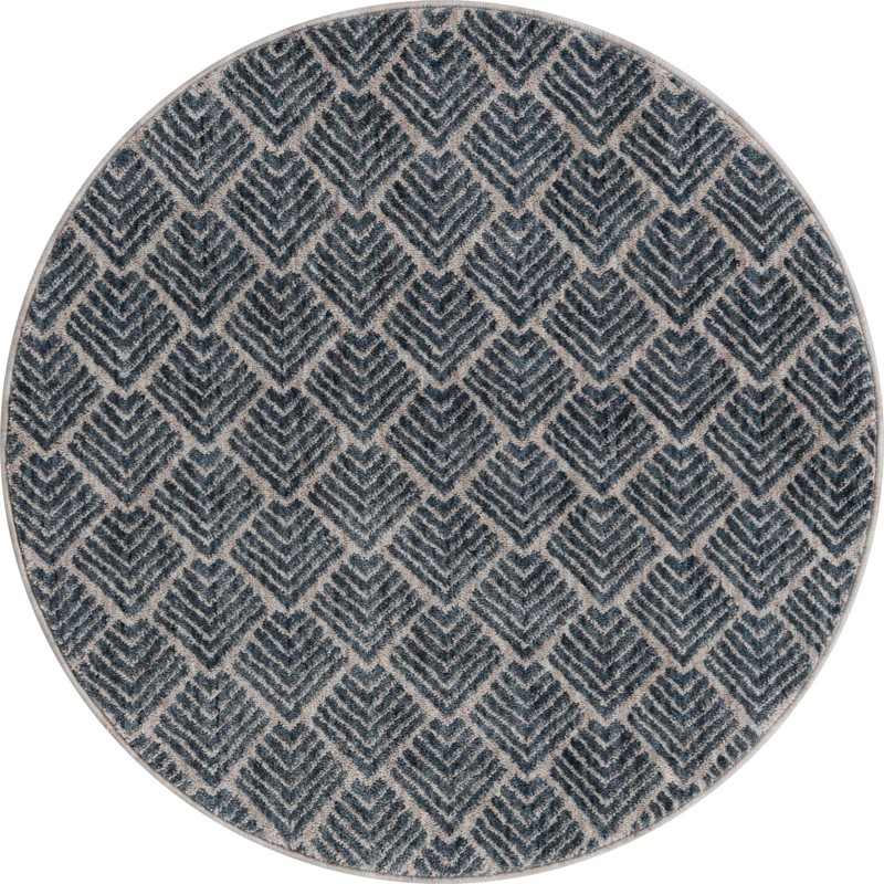 3' 3 x 3' 3 Riverbend · Geometric rug, harbor blue